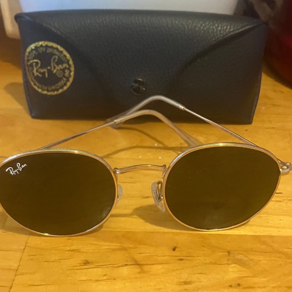 Ray-Ban Gold Frame Sunglasses with Black Case